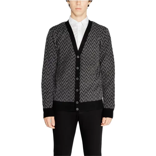 Cardigans, male, , Size: L Geometric V-neck Cardigan - Antony Morato - Modalova