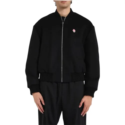 Zip-throughs, male, , Size: XL Wool Zip-through Jacket - Msgm - Modalova