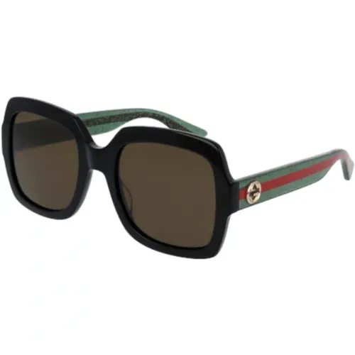 Oversize Green Brown Sunglasses , female, Sizes: 54 MM - Gucci - Modalova