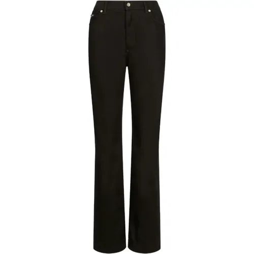Wide-Leg Jeans with Logo Patch , female, Sizes: S, 2XS, XS - Dolce & Gabbana - Modalova
