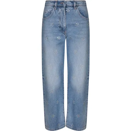 Cropped Regular Fit Jeans , Damen, Größe: XS - Msgm - Modalova