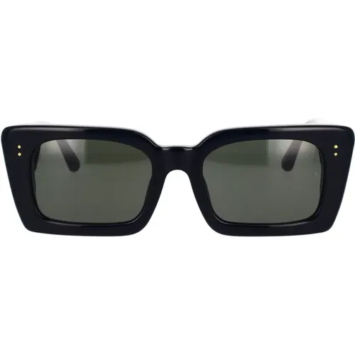 Chic Rectangular Sunglasses with Zeiss Solid Grey Lenses , female, Sizes: 54 MM - Linda Farrow - Modalova