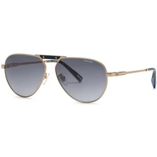 Sunglasses, male, , Size: ONE SIZE Golden Metal Sunglasses with Grey Lenses - Chopard - Modalova