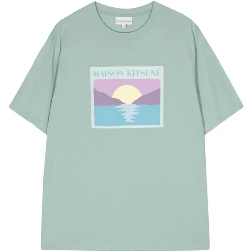 Sunset Postcard T-Shirt , Herren, Größe: M - Maison Kitsuné - Modalova