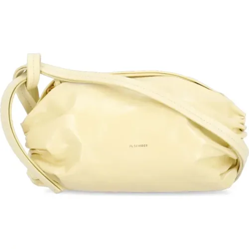 Gelbe Leder-Schultertasche mit Logo,Gelbe Taschen für Modebegeisterte - Jil Sander - Modalova