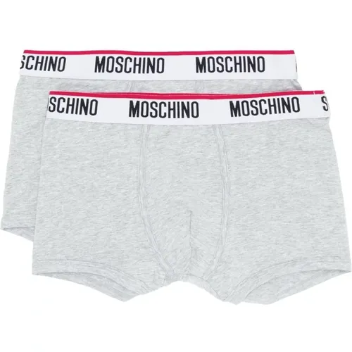 Bottoms, male, , Size: XS Double Boxer Pack, Grey, A475181190489 - Moschino - Modalova