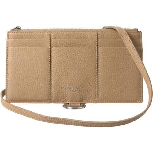 Cross Body Bags, female, , Size: ONE SIZE Elegant Leather Wallet with Removable Strap - Dolce & Gabbana - Modalova