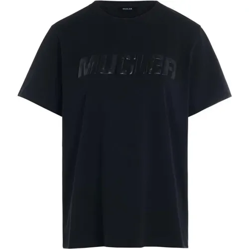 Schwarzes Baumwoll-T-Shirt mit Logo - Mugler - Modalova