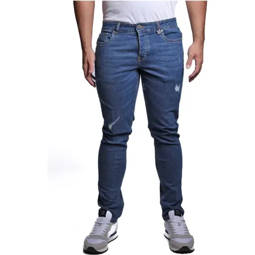 Blaue Slim Fit Jeans mit Ripped-Effekt , Herren, Größe: S - John Richmond - Modalova