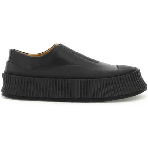 Leather Slip-On Sneakers with Stretch Insert , female, Sizes: 6 UK - Jil Sander - Modalova