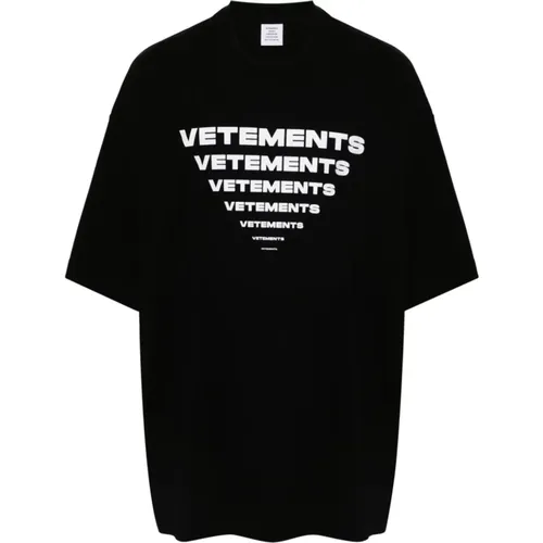 Cotton T-shirt with Logo Print , female, Sizes: L - Vetements - Modalova