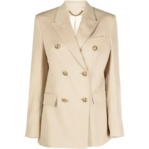 Blazers, female, , Size: S Wool Double-Breasted Jacket - Golden Goose - Modalova