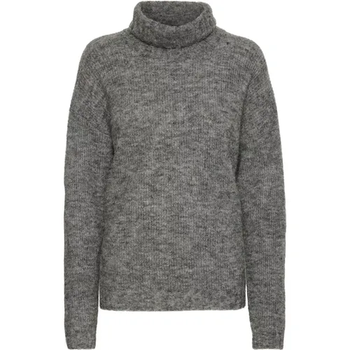 Dunkelgrauer Strickrollkragenpullover , Damen, Größe: 2XL - My Essential Wardrobe - Modalova