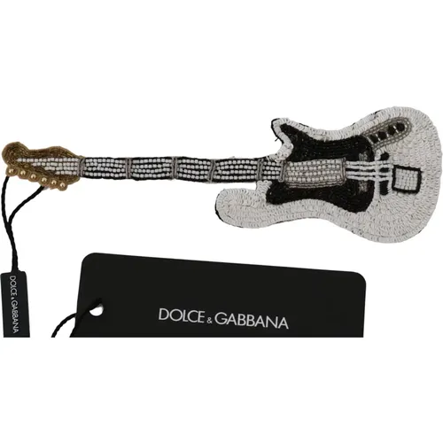 Brooches, unisex, , Size: ONE SIZE Gold Sequin Guitar Brooch Pin - Dolce & Gabbana - Modalova