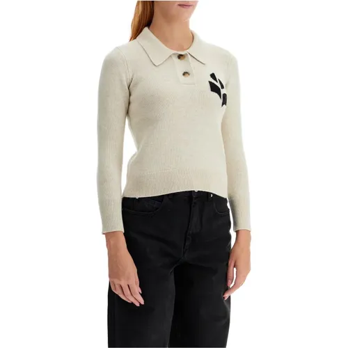 Cotton Wool Polo Pullover Embroidered Logo , female, Sizes: 2XS - Isabel Marant Étoile - Modalova