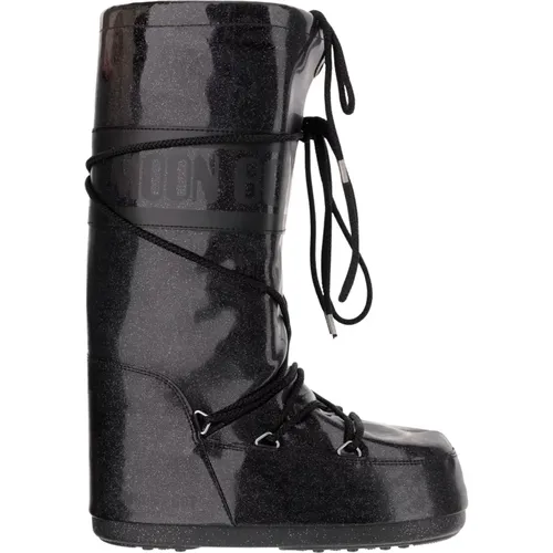 Ikonoischer Glitzer Winterstiefel Schwarz , Damen, Größe: 35 EU - moon boot - Modalova