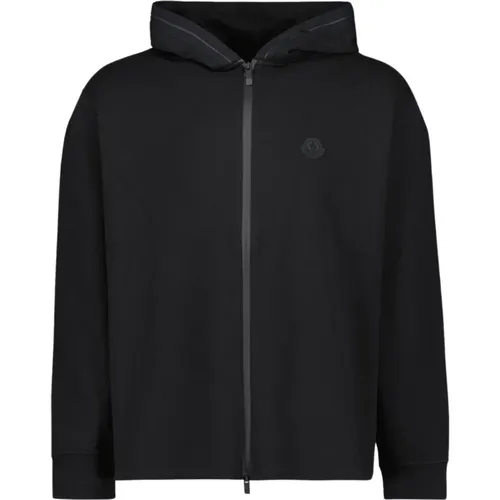 Hooded Jacket with Logo Print , male, Sizes: M - Moncler - Modalova