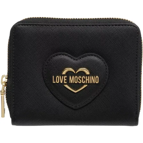 Wallets & Cardholders, female, , Size: ONE SIZE Zip Wallet with Logo and Card Slots - Love Moschino - Modalova