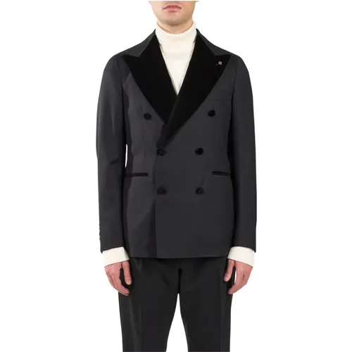 Blazers, male, , Size: 2XL Wool tuxedo jacket - Tagliatore - Modalova