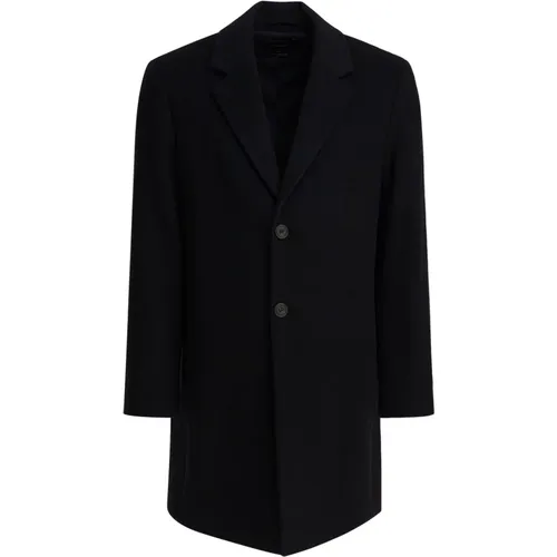 Single-Breasted Coats, male, , Size: S Classic Italian Wool-Blend Coat - Vince - Modalova