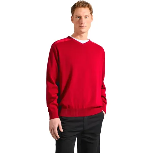 V-neck Knitwear, male, , Size: 2XL Merino Wool V-Neck Sweater - PAUL & SHARK - Modalova