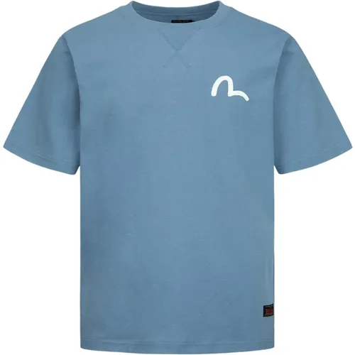 Blau T-Shirt Kurzarm , Herren, Größe: XL - Evisu - Modalova