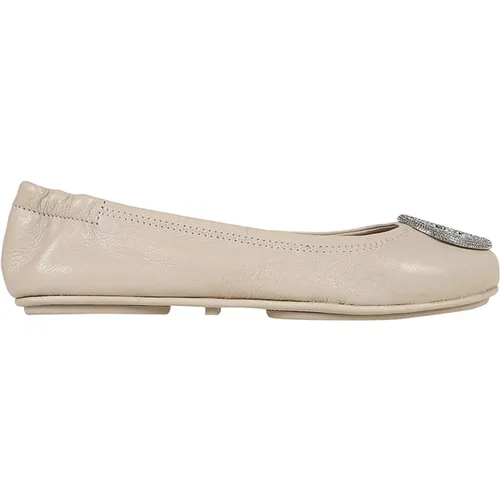 Stone Gray Silver Minnie Travel Ballet Pave , female, Sizes: 5 UK, 3 1/2 UK, 3 UK, 4 1/2 UK, 2 UK, 6 1/2 UK - TORY BURCH - Modalova