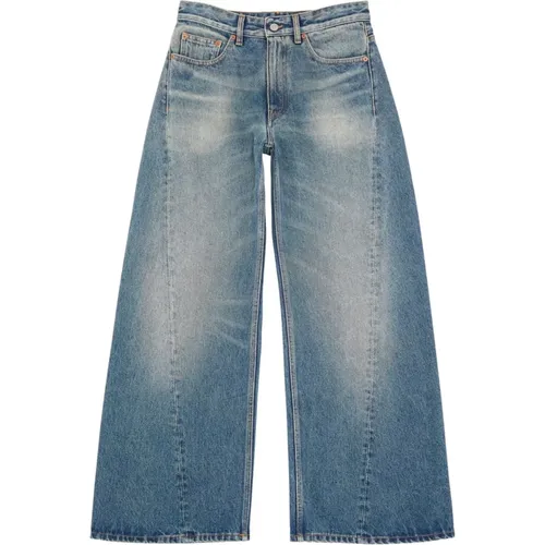 Wide Leg Jeans with Creased Effect , female, Sizes: W28, W27, W29 - MM6 Maison Margiela - Modalova