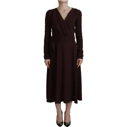 Wrap Dress with Long Sleeves , female, Sizes: L, 2XS - Dolce & Gabbana - Modalova