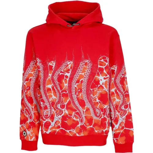 Marmor Hoodie Rot Leichter Kapuzenpullover , Herren, Größe: M - Octopus - Modalova