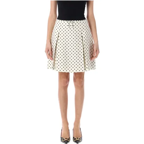 Short Skirts, female, , Size: S Polka Dot Mini Skirt with Bow - Valentino Garavani - Modalova