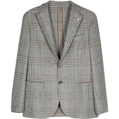 Graue Tartan Check Wollmischung Jacke - Luigi Bianchi Mantova - Modalova