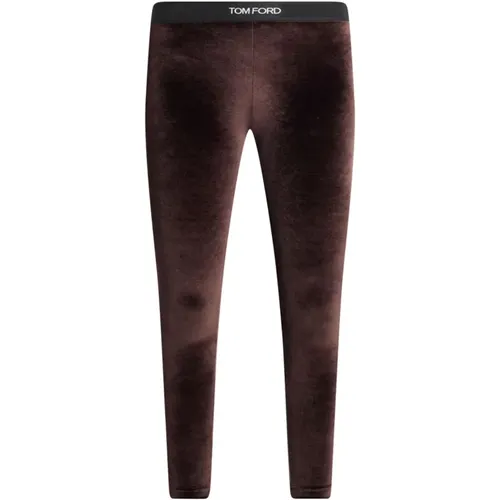 Braune Samt Cropped Hose , Damen, Größe: M - Tom Ford - Modalova