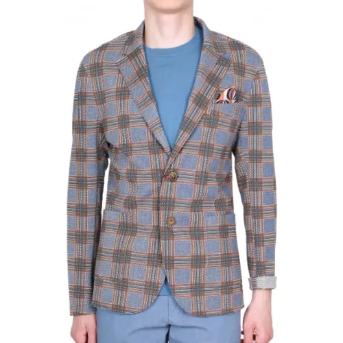Checkered Blazer in Blue - Size 50 , male, Sizes: M - BOB - Modalova