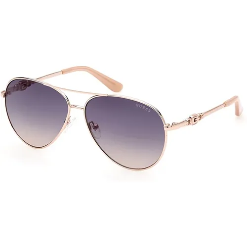 Glänzendes Gold Blau Verlauf Sonnenbrille,Stylische Sonnenbrille mit schwarzem Rahmen,Stilvolle Sonnenbrille in und Braun - Guess - Modalova