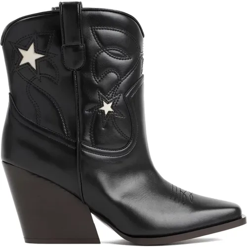 Schwarze Cowboy Ankle Boots mit Sternen - Stella Mccartney - Modalova