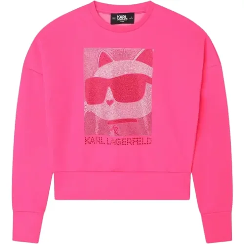 Langarm Pullover mit mehrfarbigem Strass-Logo - Karl Lagerfeld - Modalova