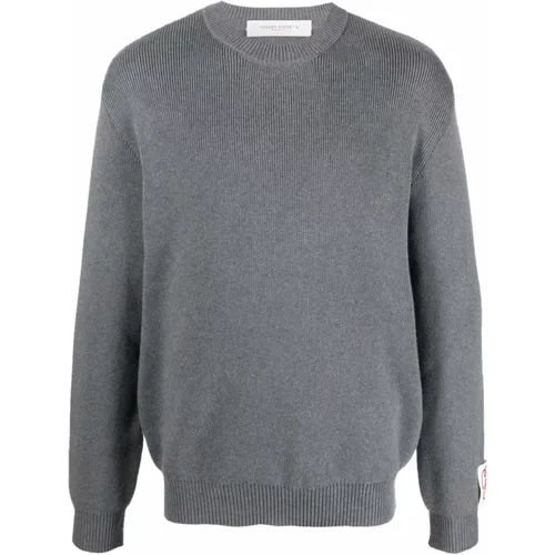 Crew Neck Cotton Knit Sweater , Herren, Größe: M - Golden Goose - Modalova