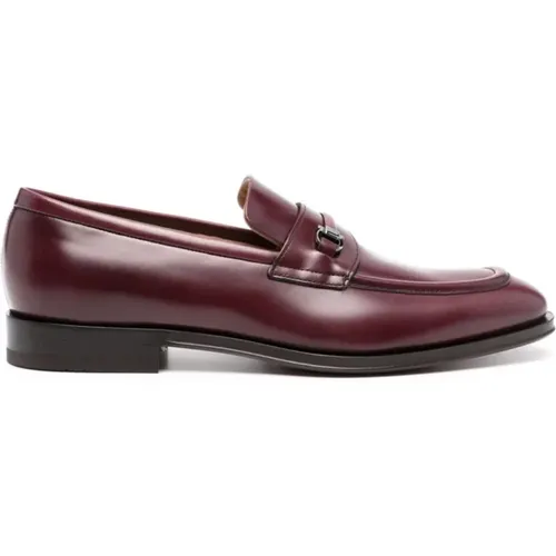 Moc Calf Bordeaux T-Strap , male, Sizes: 7 UK, 6 1/2 UK, 6 UK, 7 1/2 UK, 8 UK - Salvatore Ferragamo - Modalova