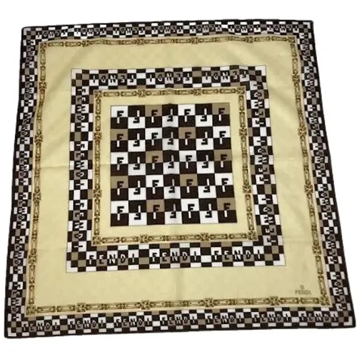 Pre-owned Scarves, female, , Size: ONE SIZE Pre-owned Silk Scarf - Fendi Vintage - Modalova