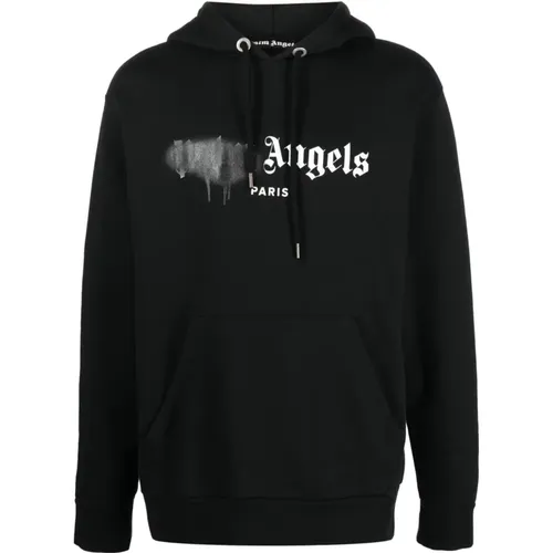 Paris Sprayed Logo Hoodie , male, Sizes: L, XS - Palm Angels - Modalova