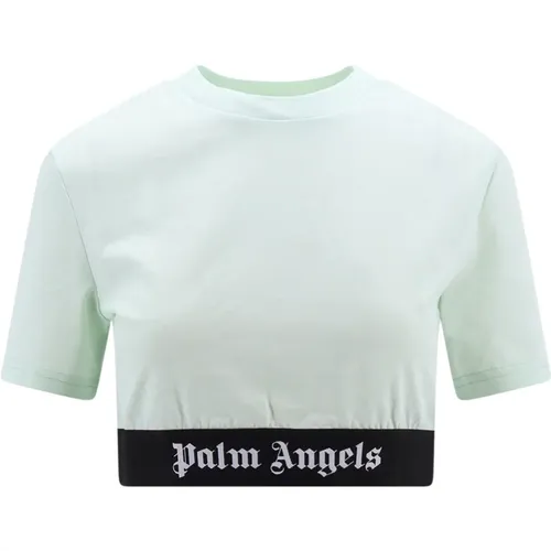 Grünes Crew-neck Topwear , Damen, Größe: M - Palm Angels - Modalova