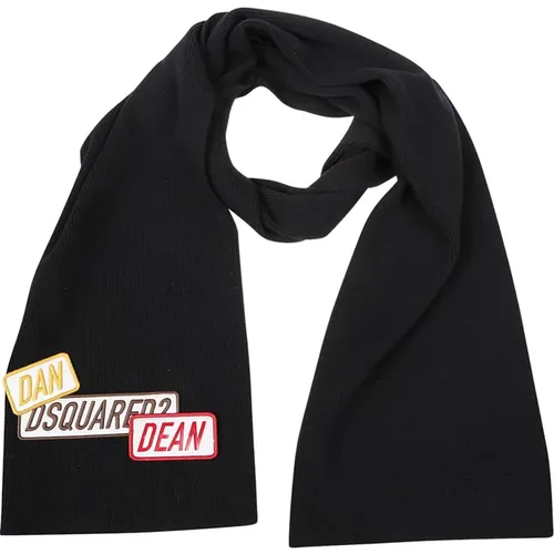 Scarves, male, , Size: ONE SIZE Patch Logo Scarf - Dsquared2 - Modalova