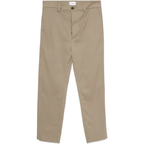 Straight Trousers, male, , Size: W30 Cropped Trousers in Khaki Mason Style - Haikure - Modalova