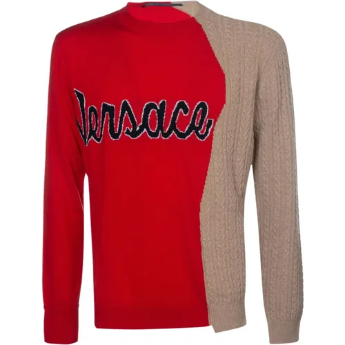 Roter Camel Pullover Sweater , Herren, Größe: S - Versace - Modalova