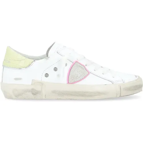 Paris X Leder Sneaker in Weiß, Gelb und Rosa , Damen, Größe: 37 EU - Philippe Model - Modalova