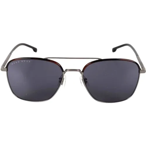 Sunglasses, male, , Size: ONE SIZE Square Metal Frames with Brand Name - Hugo Boss - Modalova