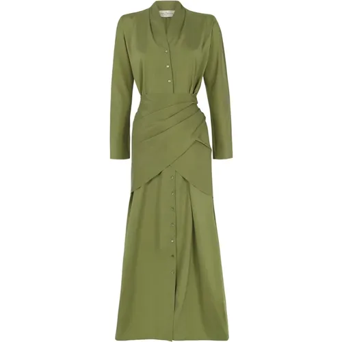 Federica, Seiden- und Schurwolle grünes Kleid , Damen, Größe: S - Cortana - Modalova