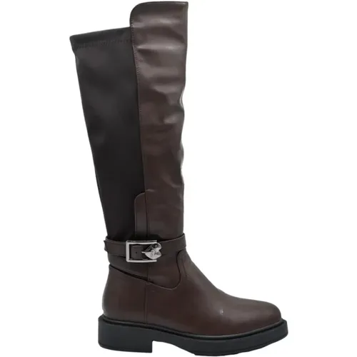 Kalb Lycra Schwarze Stiefel , Damen, Größe: 36 EU - Braccialini - Modalova