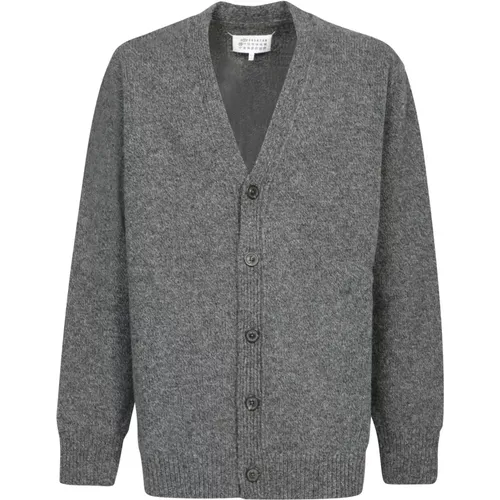 Cardigans, male, , Size: M Grey V-Neck Cardigan Sweater Aw24 - Maison Margiela - Modalova